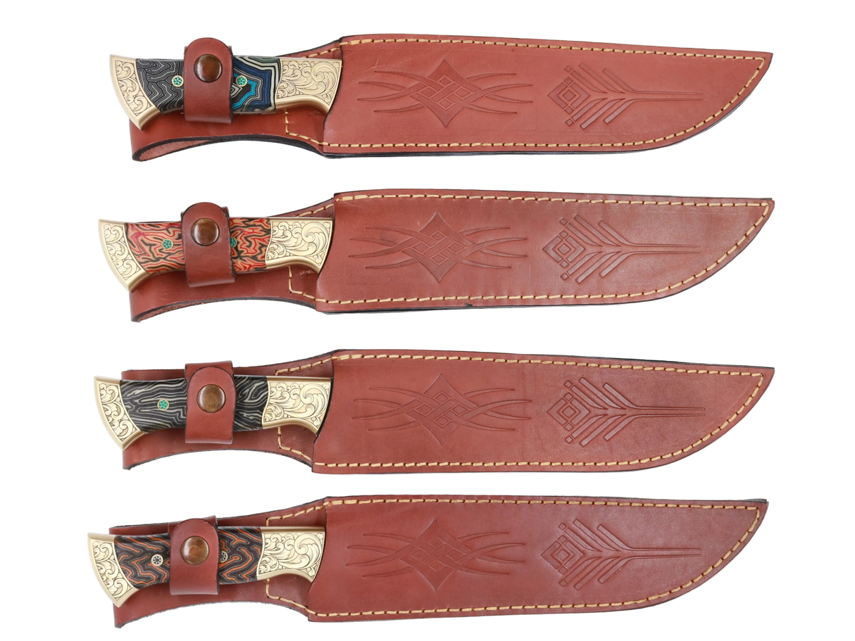 Messerfieber Saray 220 N690 mit handgefertigten Lederscheiden und verschiedenen Micarta-Griffen