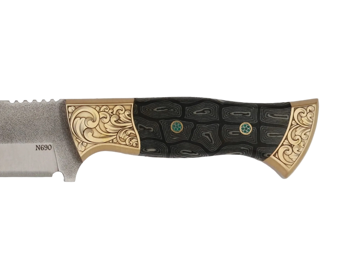 Detailaufnahme Messerfieber Saray 220 N690 mit dekorativem Micarta-Griff