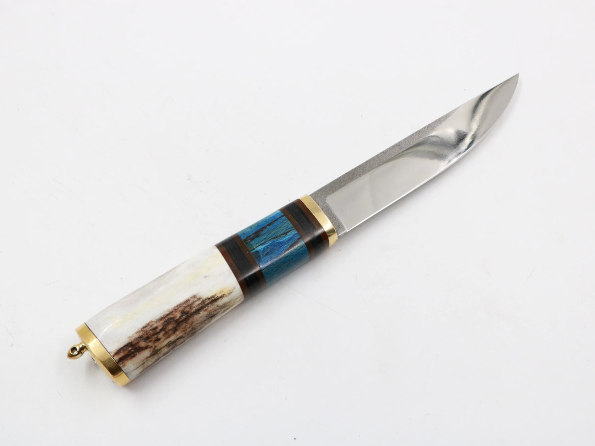 Einzelstück: Messerfieber Blauhirsch mit Parierstück aus Messing