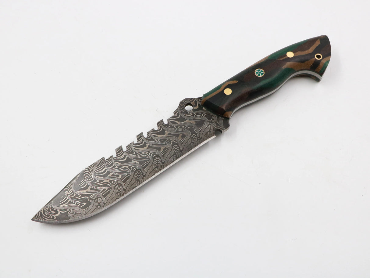 Messer mit Micarta-Griff, frontal aufgestellt