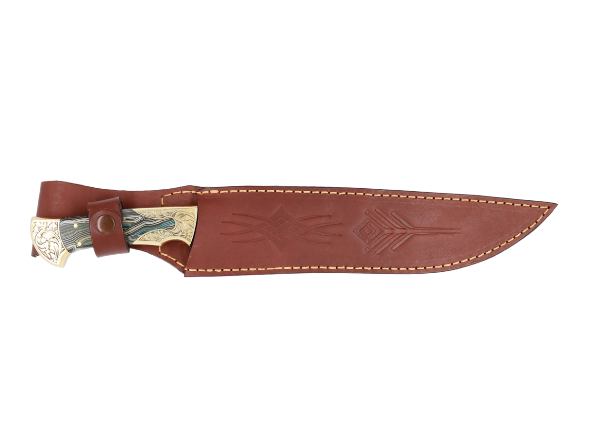 Messerfieber Emir 265 Damast mit Lederscheide und verziertem Micarta-Griff
