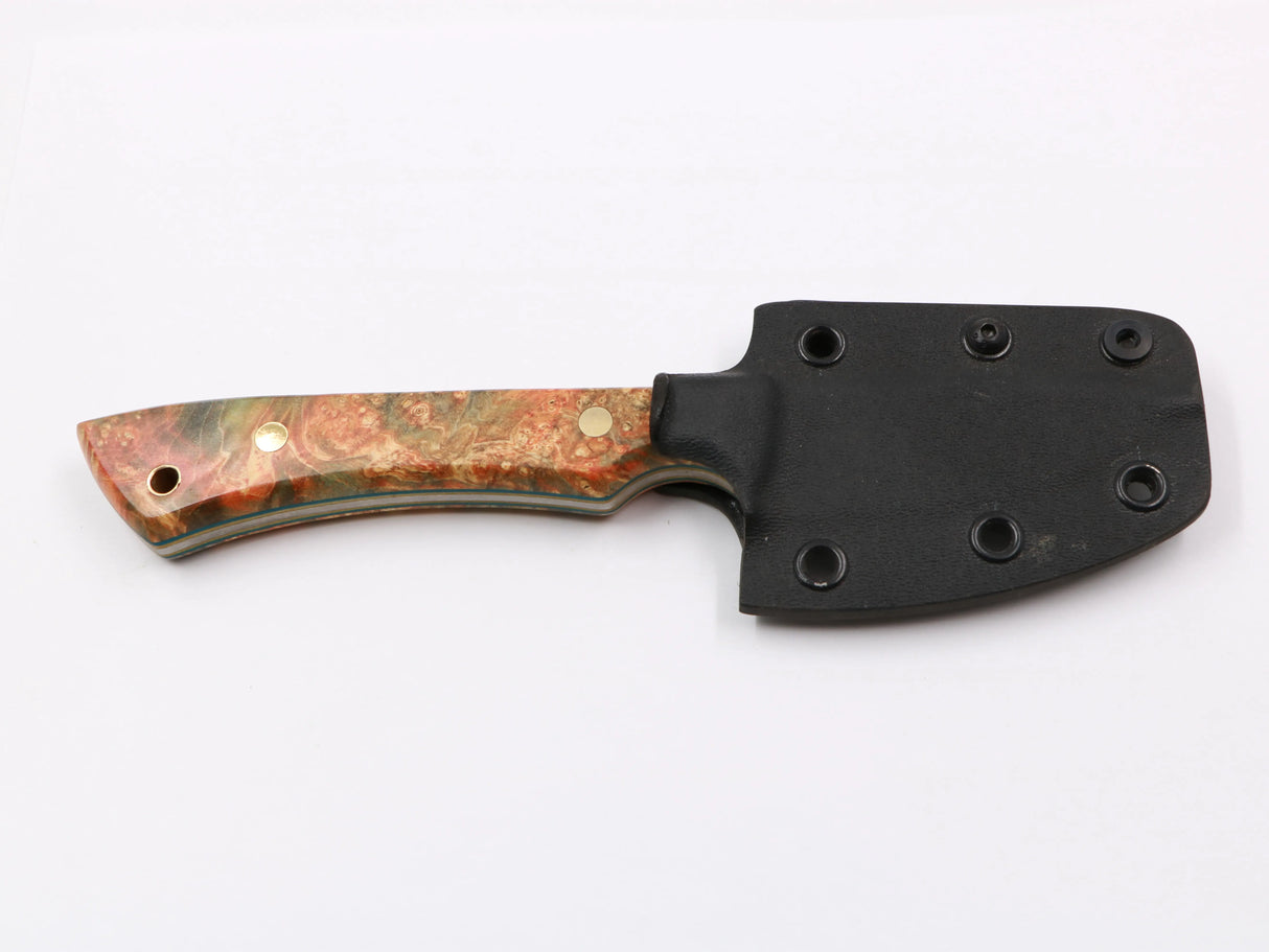 Farbspitzla – mit Kydex-Scheide, Frontansicht rot/orange