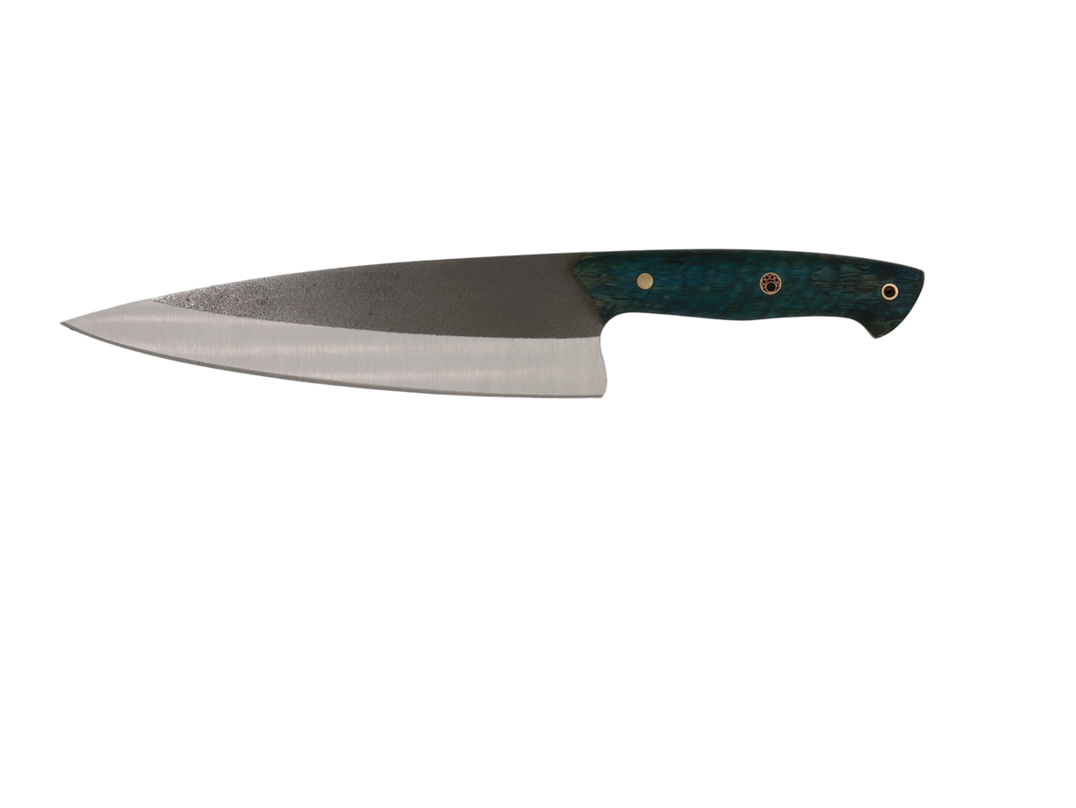 HAWK Knife Chefmesser N690 mit stabilisierten Holzgriffen in Blau Grün