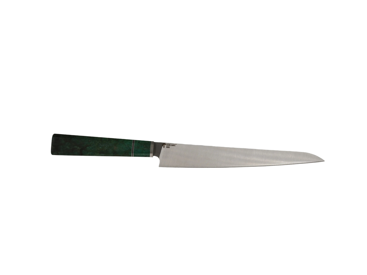 Sujihiki Küchenmesser N690 mit grünem Resin Griff