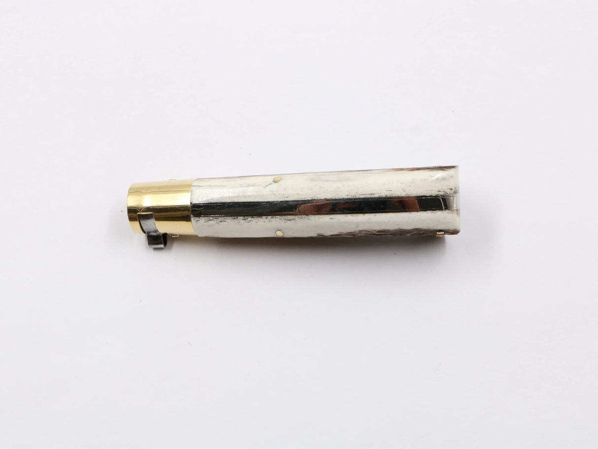 Hirschfieber Mini Taschenmesser auf weißem Hintergrund – kompakte Version Draufsicht