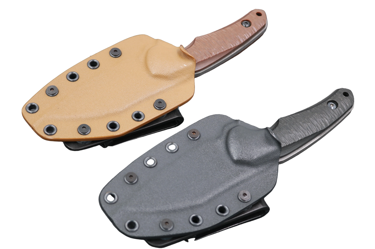 HawkKnife T09 N690 Varianten mit Desert und schwarzer Kydex-Scheide