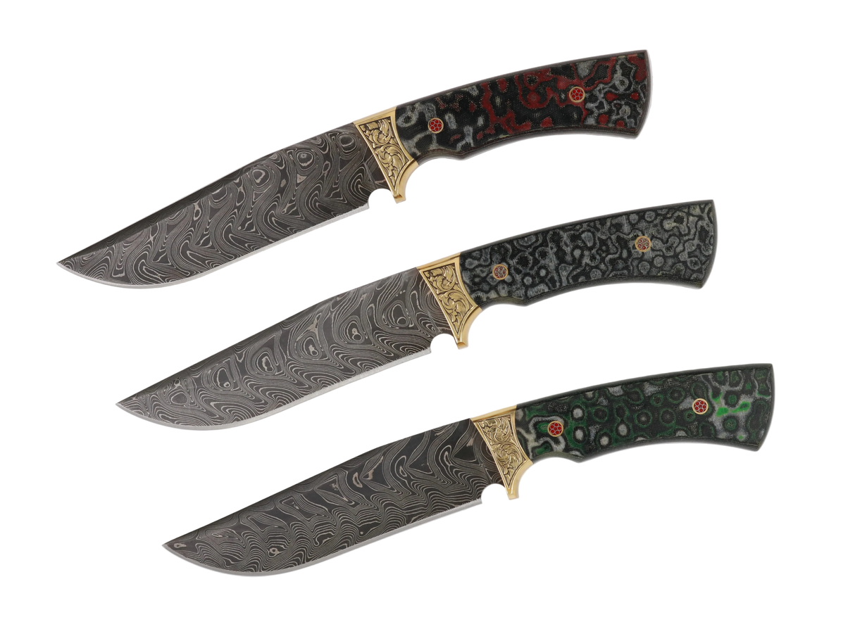 Messerfieber Arkan 130 Damastmesser mit drei Micarta-Griffvarianten