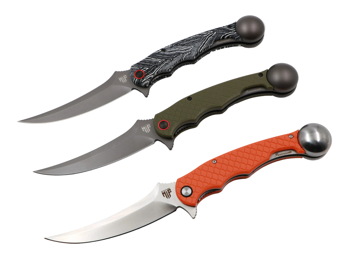 Ironroots Angler-Taschenmesser Klappmesser mit integriertem Fischbetäuber, drei Griffvarianten (Micarta, Oliv, Orange)