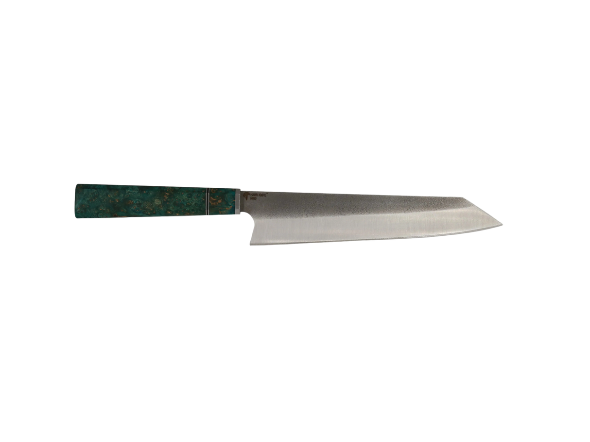 HAWK KNIFE Kiritsuke Küchenmesser N690 mit türkis Maserung Grif