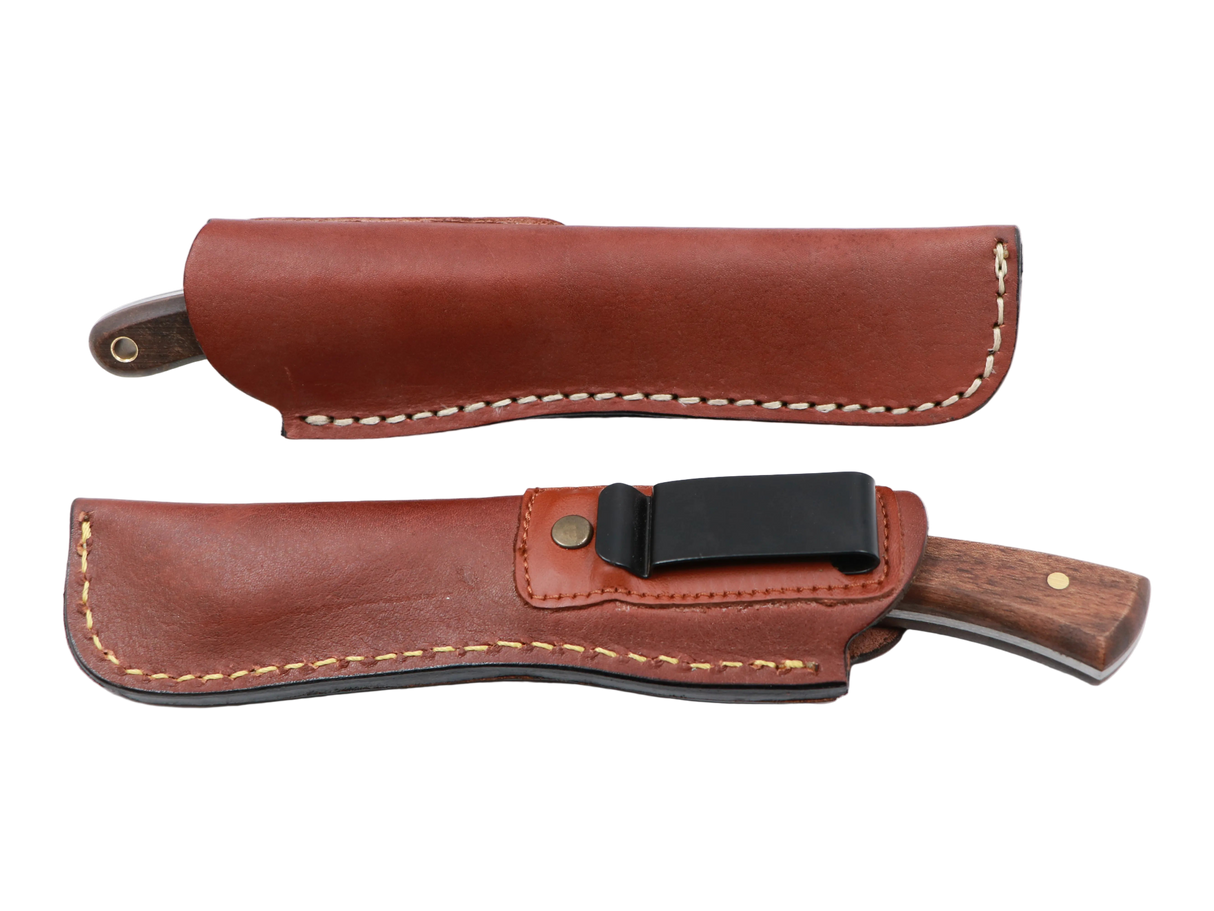 MF Wald-Set Edelstahlmesser mit Lederscheiden Walnuss