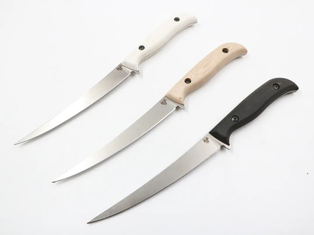 Detailansicht der Klinge des Messerfieber Fillet Knife – Die 160 mm lange Klinge aus 1.4116 Krupp Stahl mit feiner Stärke von 1,8 mm, perfekt für präzise Filetierarbeiten.