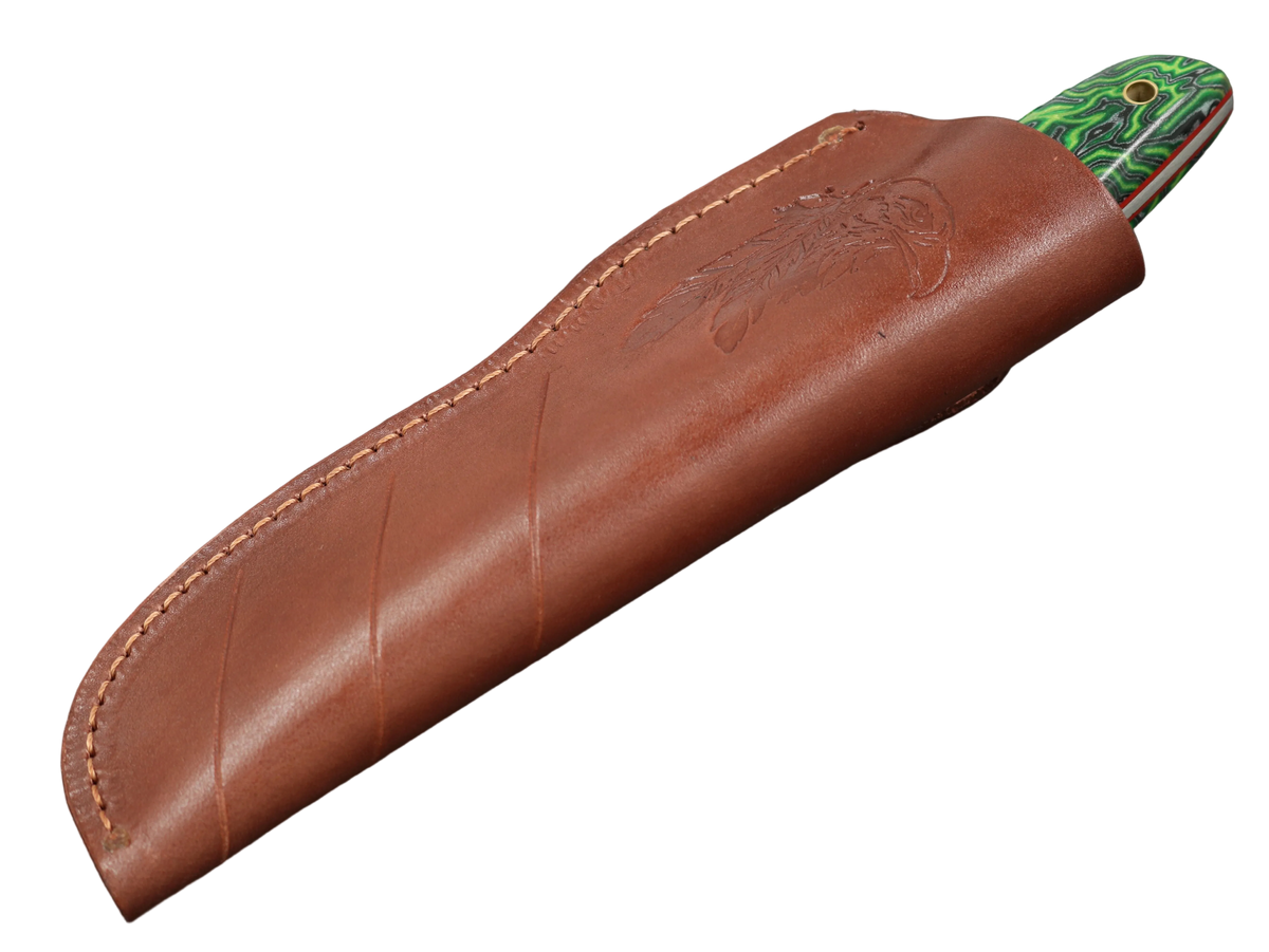 Messerfieber Skara Micarta 2 in brauner Lederscheide