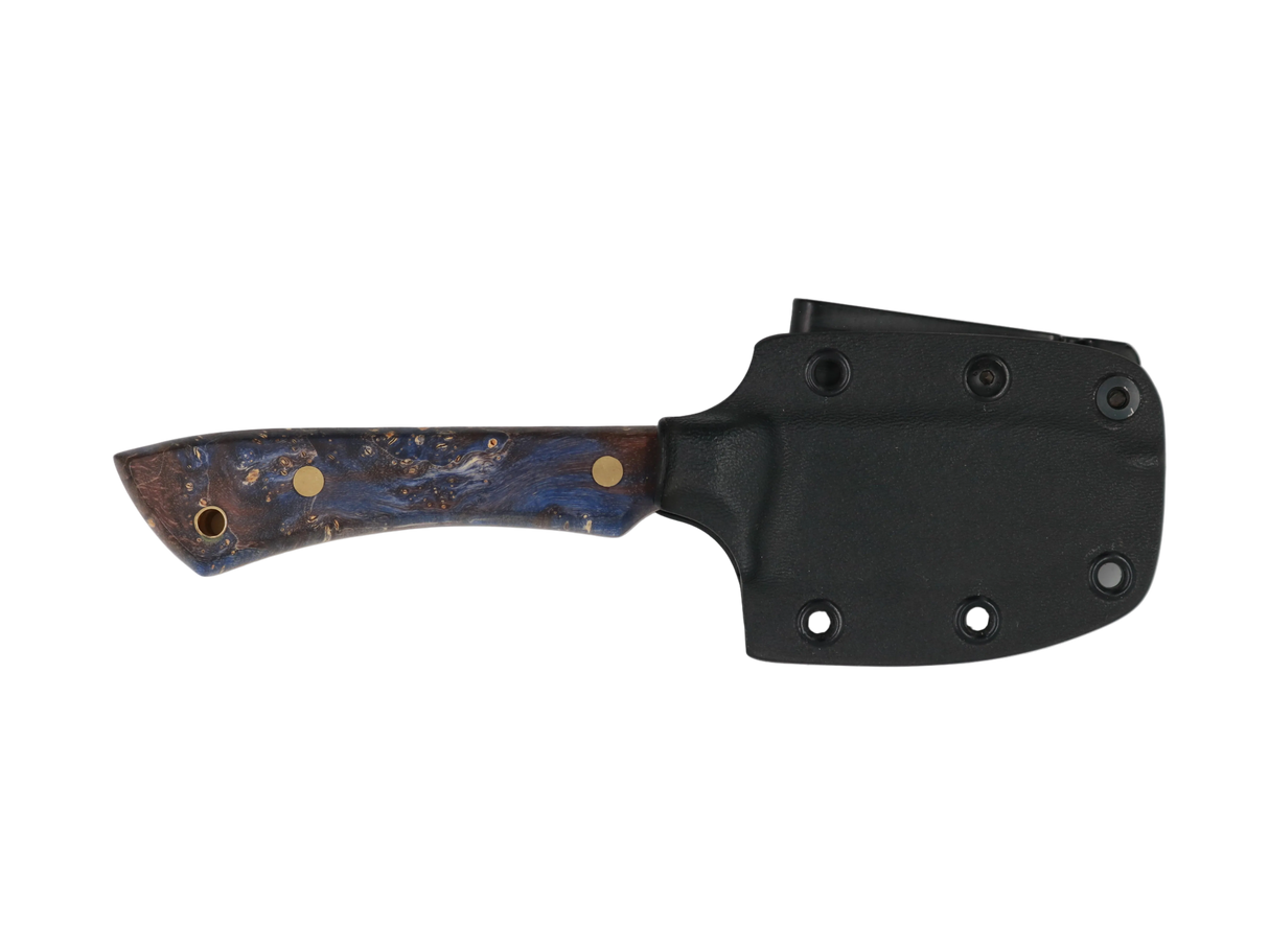 Farbzwerge Set – N690 75 mm, lila/blau, Full-Tang, Kydex-Halterung für Gürtel/quer, kompakt & leicht