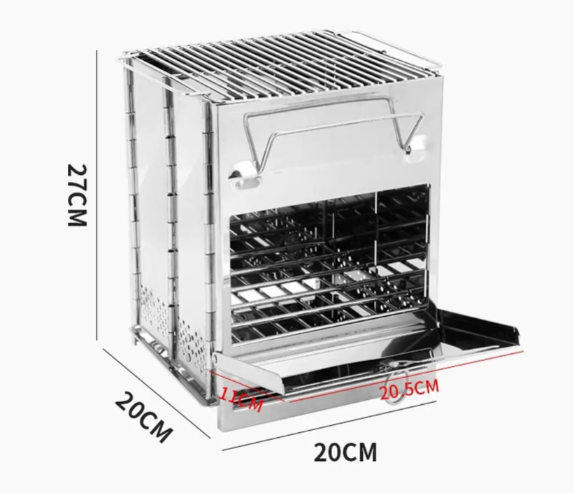Faltbarer Edelstahl-Klappofen Messerfiebers Klappflamme – kompakter Outdoor-Hobo in Fotobox