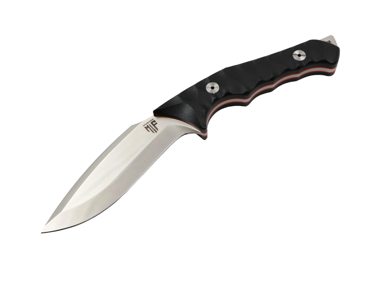 Messerfieber Nova – Kukri-Messer aus 14N28-Stahl mit schwarzem G10-Griff und roten Linern