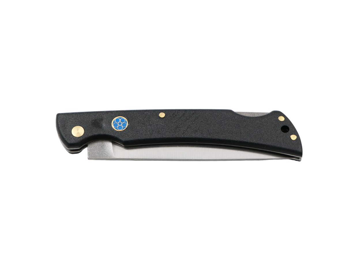 Messerfieber Slipstream – geschlossen, Griffdetail mit Mosaik-Pin (blau)