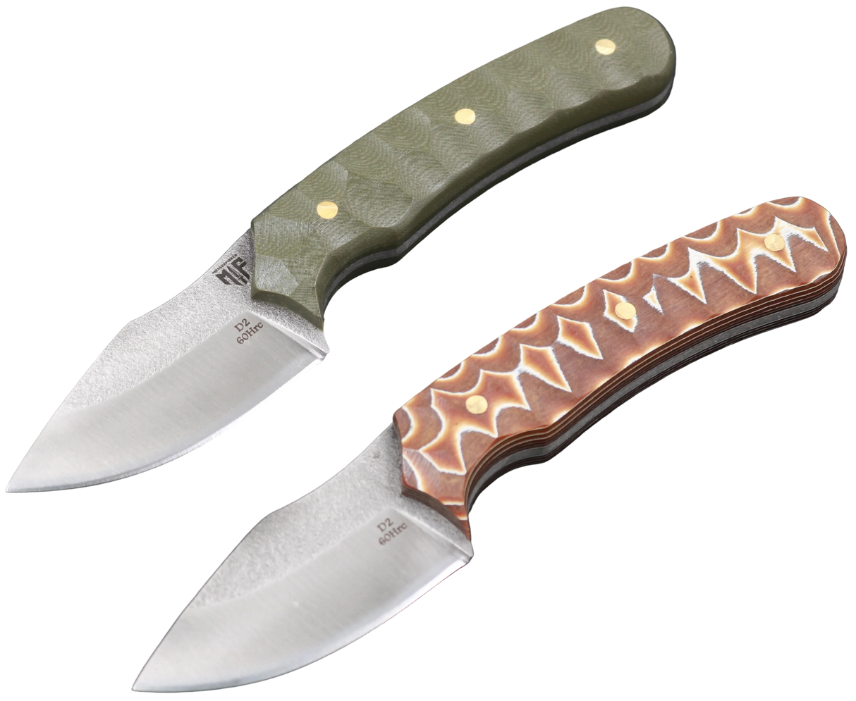 Messerfieber Ask mit D2-Klinge in den Griffvarianten Olive und Brown Pattern