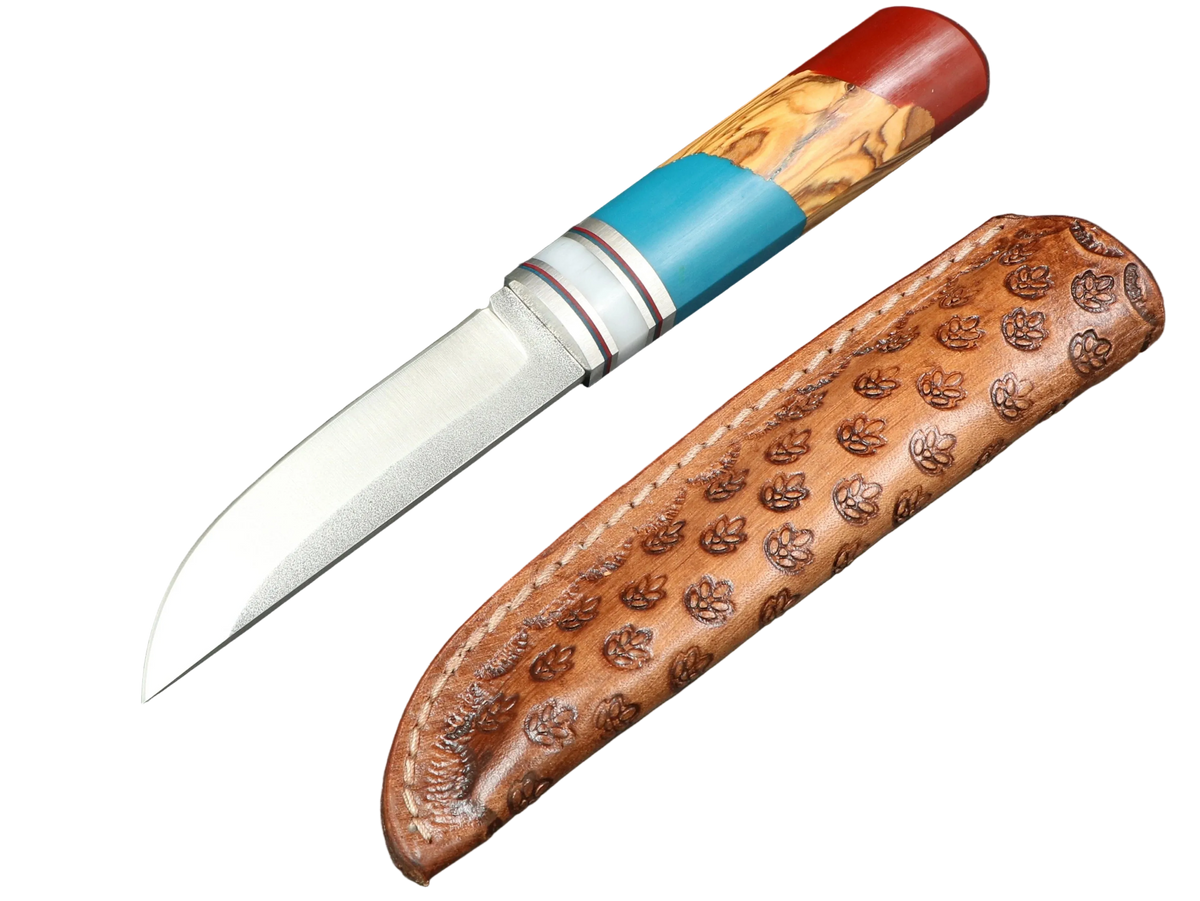 Messerfieber Kajo – Griff 6, Messer mit Lederscheide