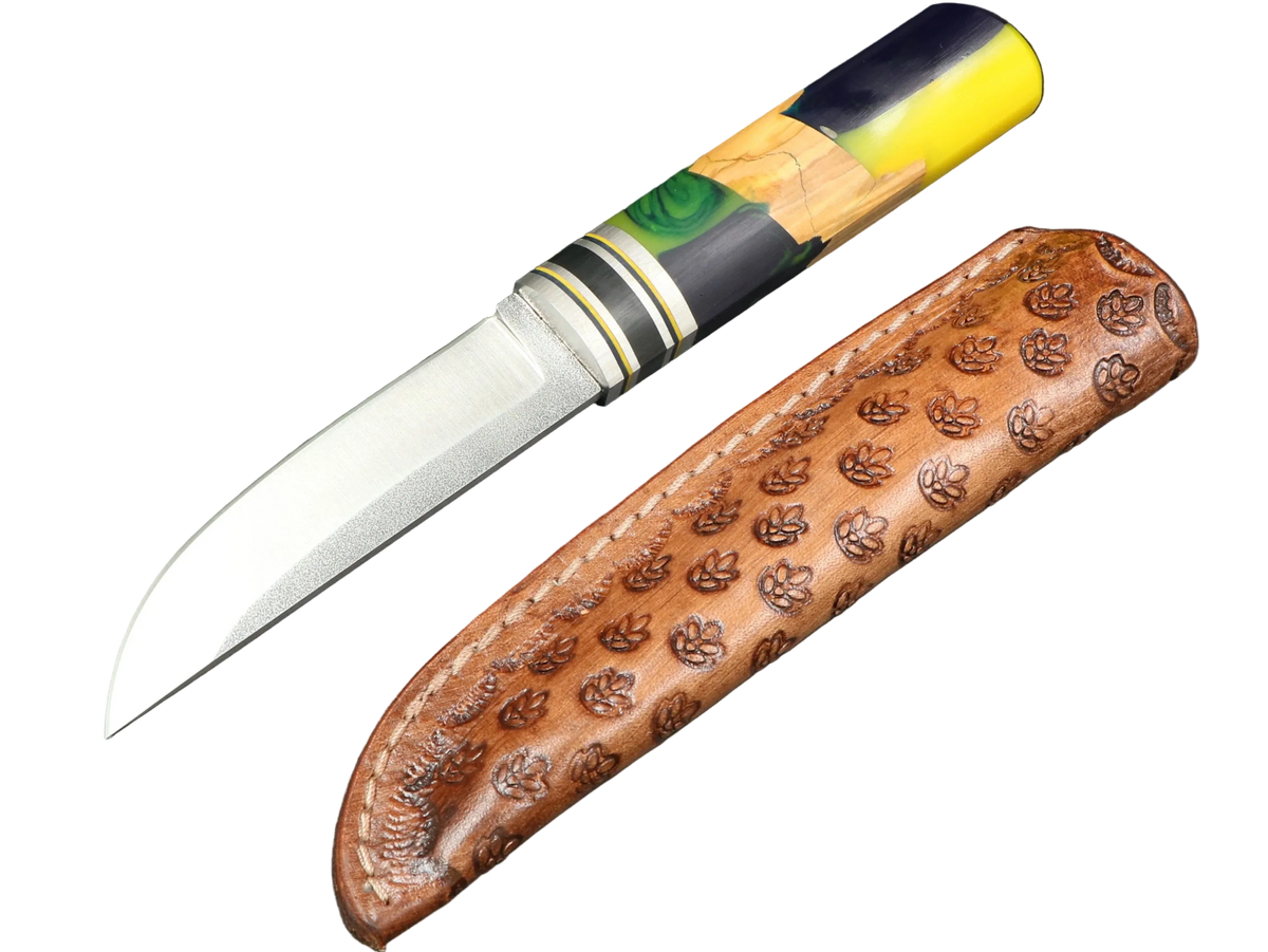 Messerfieber Kajo – Griff 10, Messer mit Lederscheide
