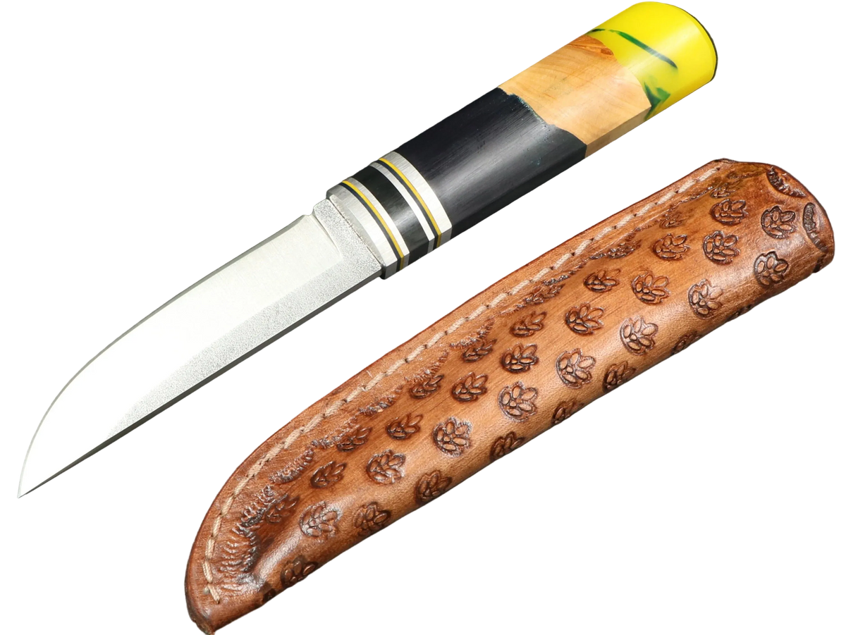 Messerfieber Kajo – Griff 11, Messer mit Lederscheide