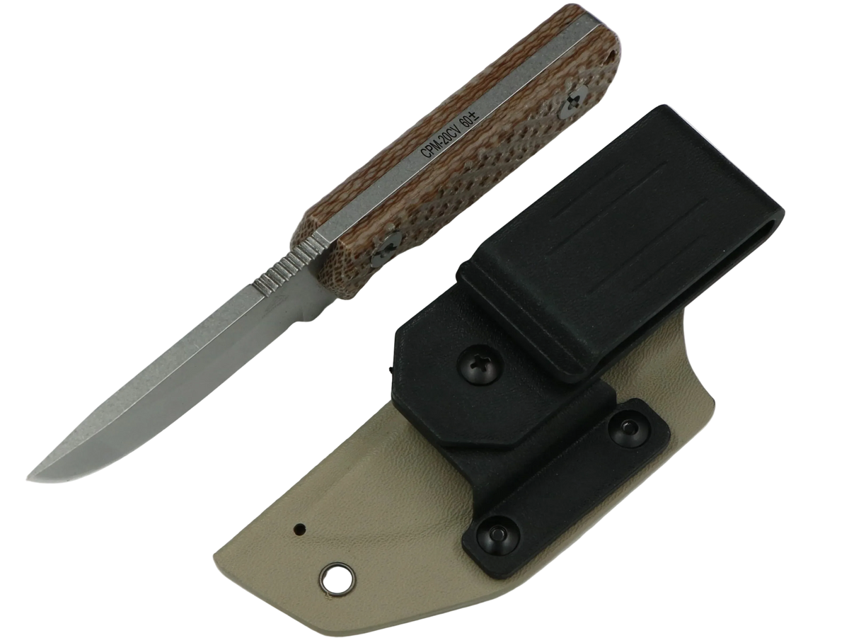 SCHATTENGRAD Nival Glacier Grau mit Micarta-Griff mit Kydexscheide und schwarzem Gürtelclip