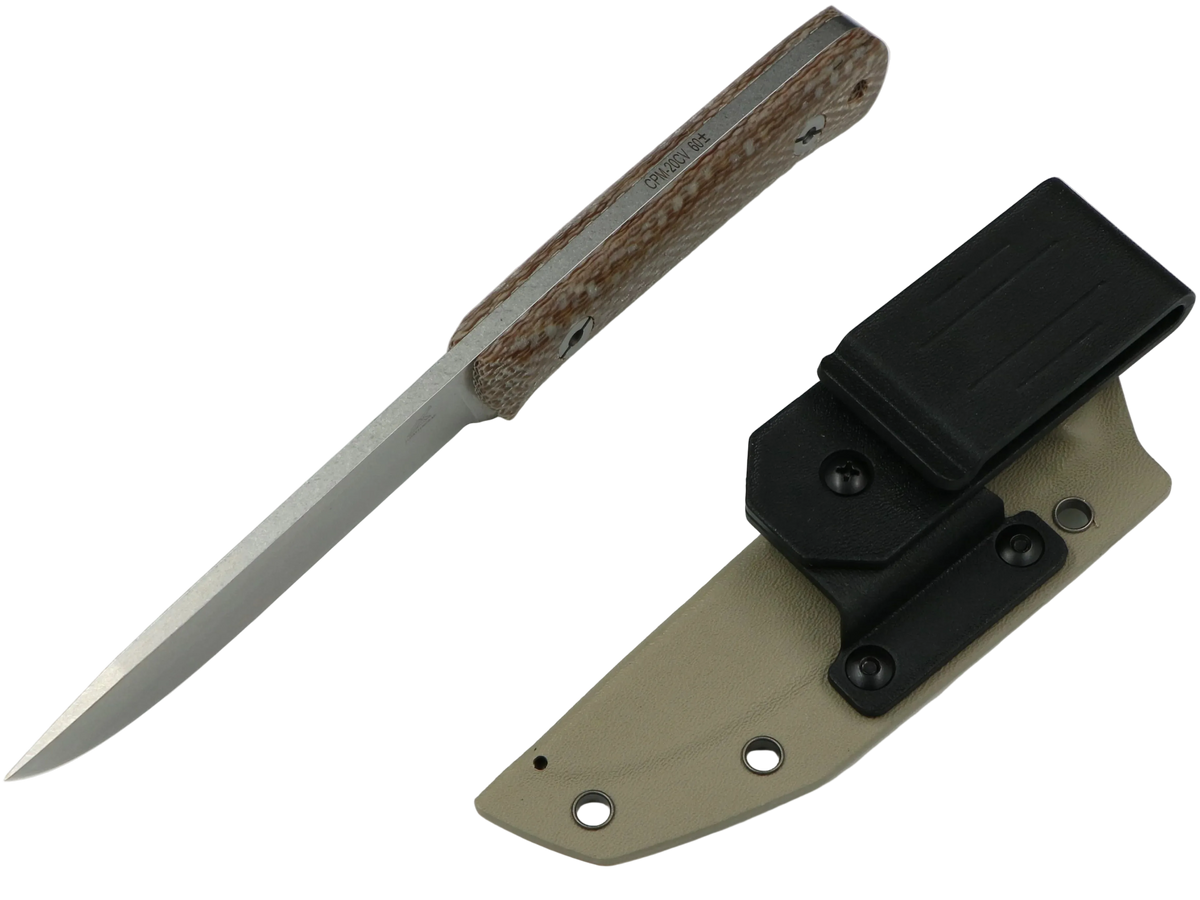 SCHATTENGRAD Talus Stone Grau mit Micarta-Griff und Kydexscheide