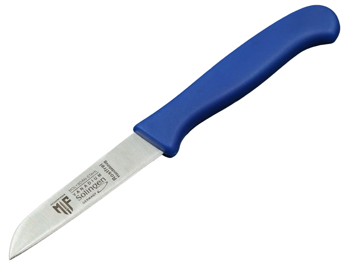 Solinger Zöppken mit blauem Kunststoffgriff und kurzer, spitz zulaufender Klinge