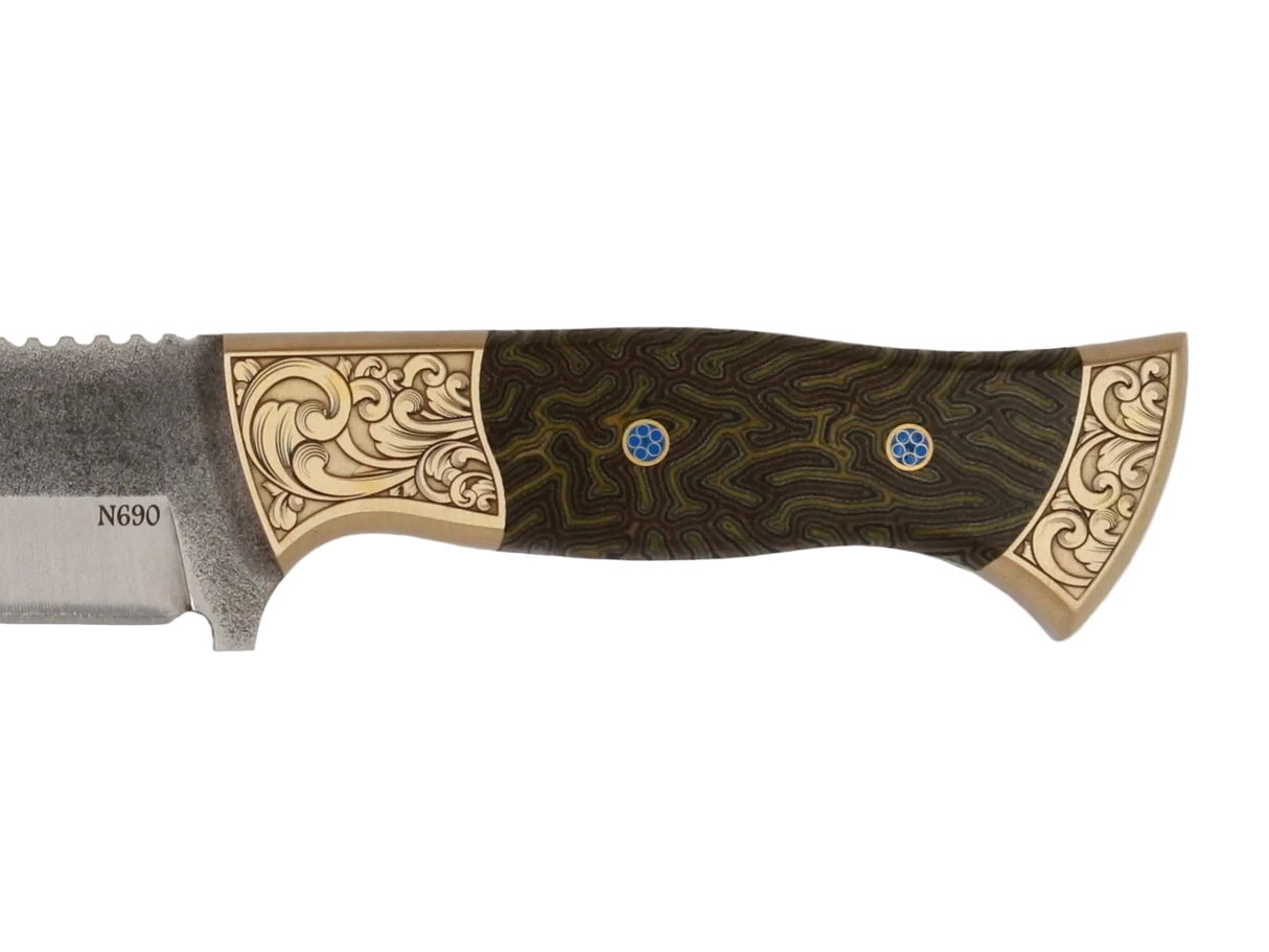 Detailaufnahme Messerfieber Saray 220 N690 mit dekorativem Micarta-Griff