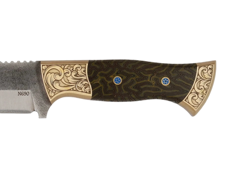 Detailaufnahme Messerfieber Saray 220 N690 mit dekorativem Micarta-Griff