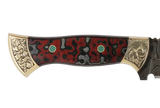 Detailaufnahme Messerfieber Vizier 142 Damascus mit dekorativem Micarta-Griff