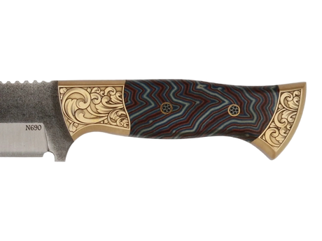 Detailaufnahme Messerfieber Saray 220 N690 mit dekorativem Micarta-Griff
