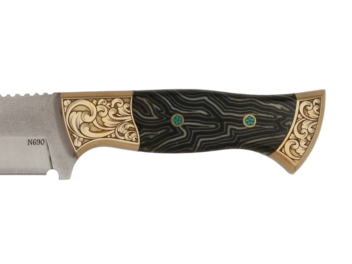 Detailaufnahme Messerfieber Saray 220 N690 mit dekorativem Micarta-Griff