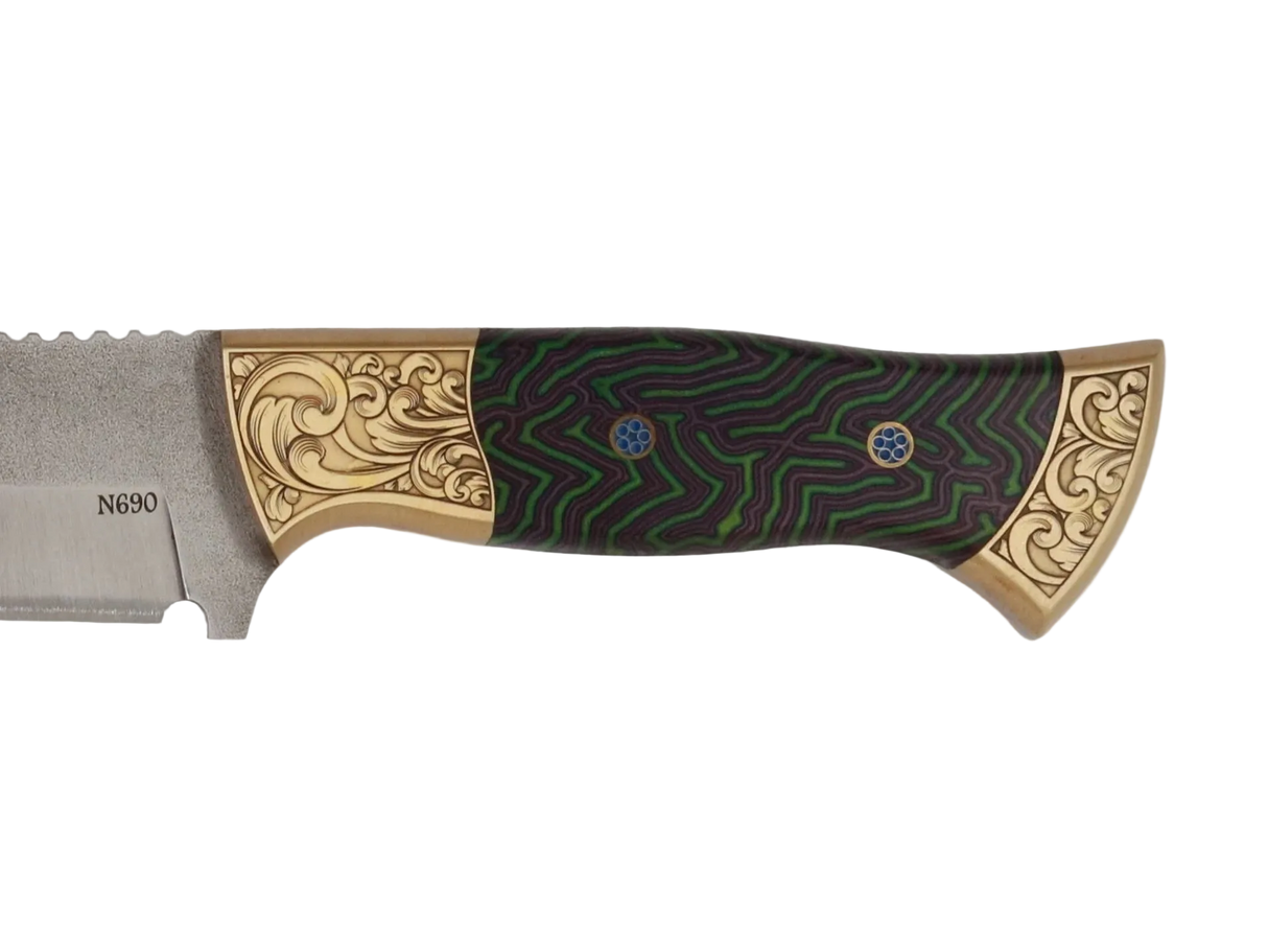 Detailaufnahme Messerfieber Saray 220 N690 mit dekorativem Micarta-Griff