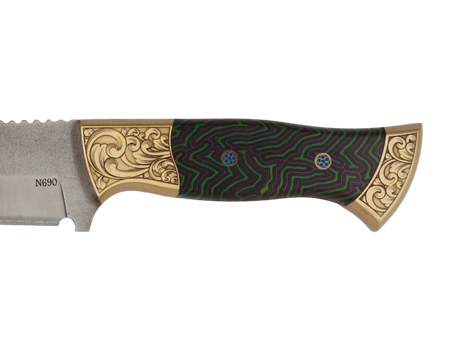 Detailaufnahme Messerfieber Saray 220 N690 mit dekorativem Micarta-Griff