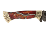 Detailaufnahme Messerfieber Vizier 142 Damascus mit dekorativem Micarta-Griff