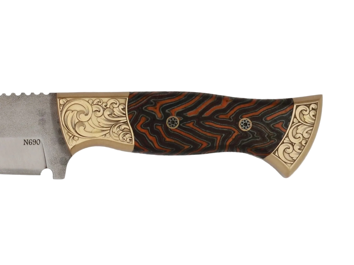 Detailaufnahme Messerfieber Saray 220 N690 mit dekorativem Micarta-Griff