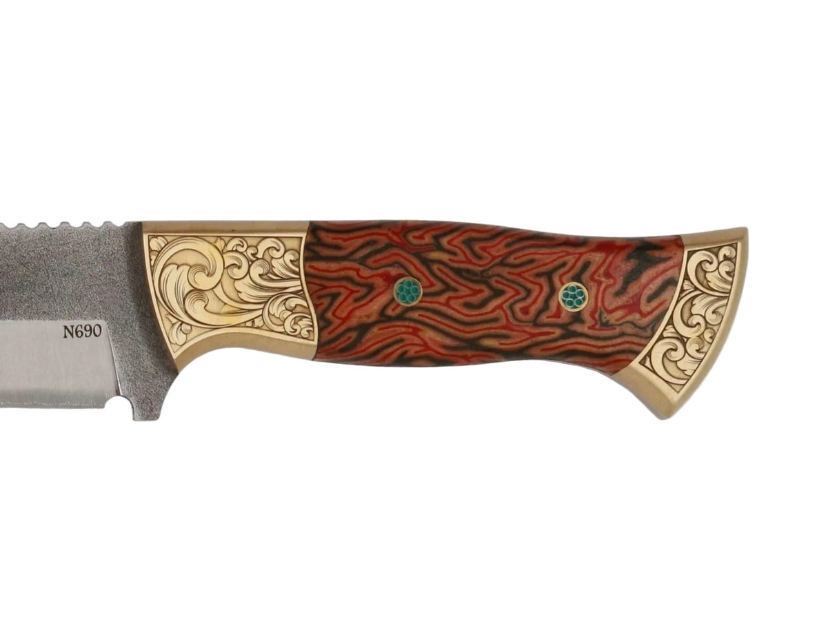 Detailaufnahme Messerfieber Saray 220 N690 mit dekorativem Micarta-Griff
