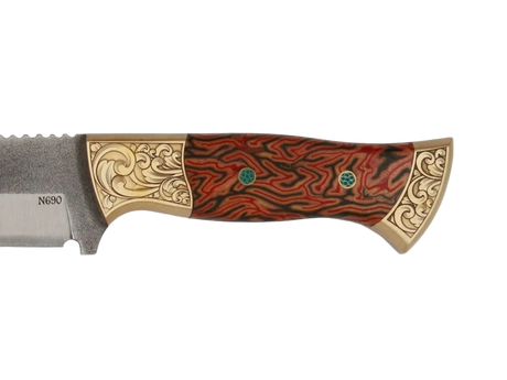 Detailaufnahme Messerfieber Saray 220 N690 mit dekorativem Micarta-Griff