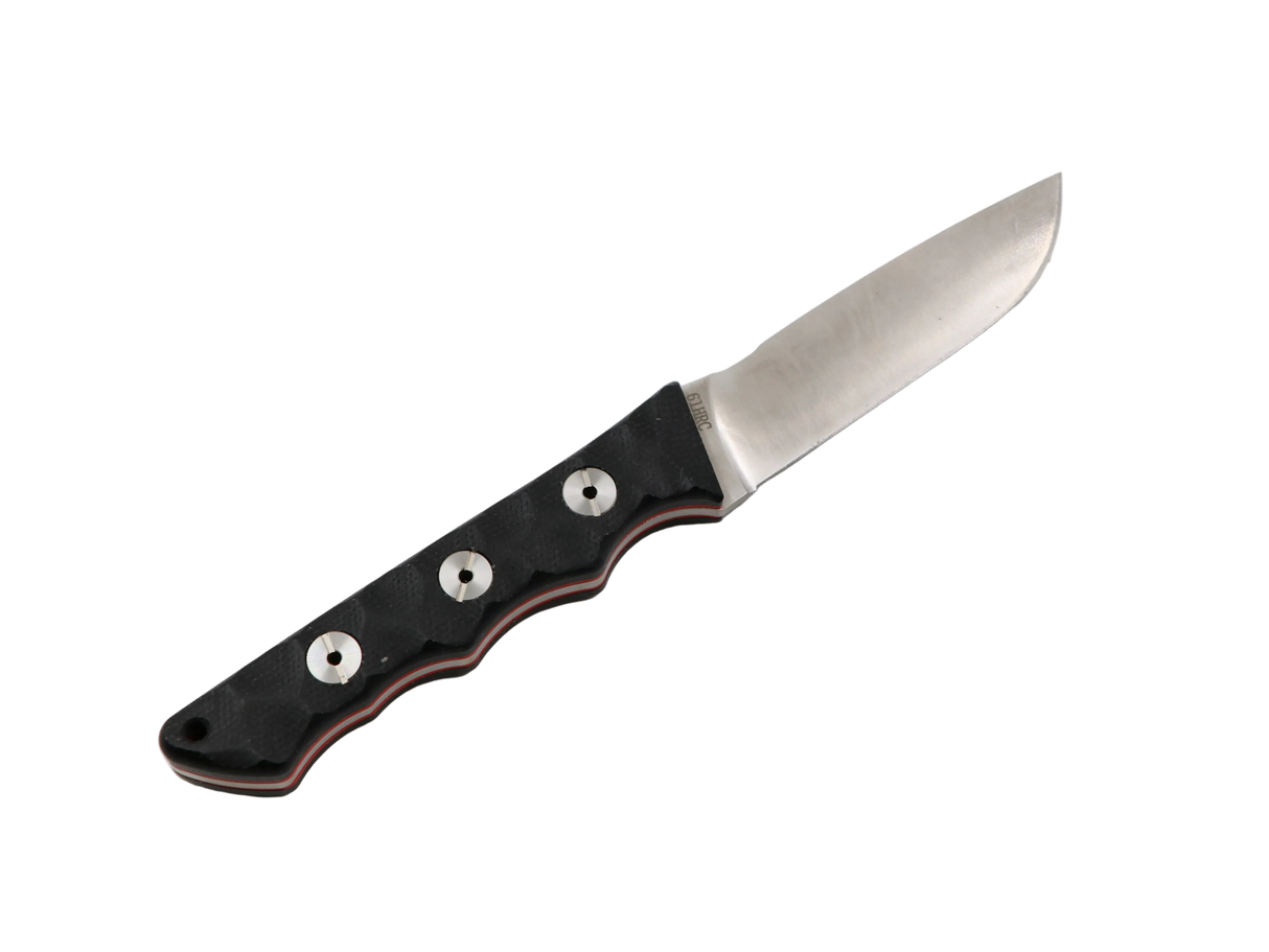 Aurora Messer – Seitenansicht der Magnacut-Klinge mit Flat Grind und G10 Griff