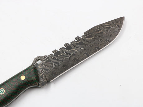 Detailaufnahme des Micarta-Griffs mit strukturiertem Finish