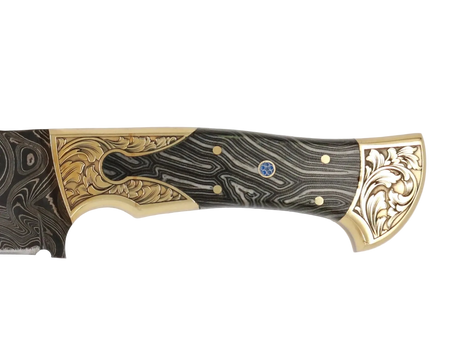Detailaufnahme Messerfieber Emir 265 Damast mit dekorativem Micarta-Griff