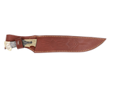 Messerfieber Emir 265 Damast mit handgefertigter brauner Lederscheide