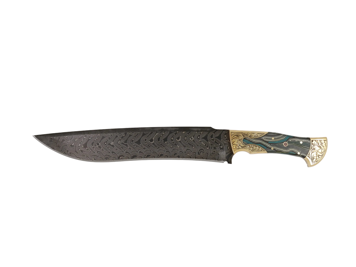 Messerfieber Emir 265 Damastmesser mit grau türkisfarbenem Micarta-Griff