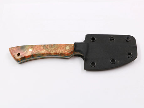 Farbspitzla – mit Kydex-Scheide, Frontansicht rot/orange