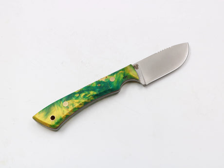 Messerfieber Farbzwerge – grün/gelb Griff, präzise Spitze & Schneide, N690 75 mm, kompakt, Ausrichtung rechts