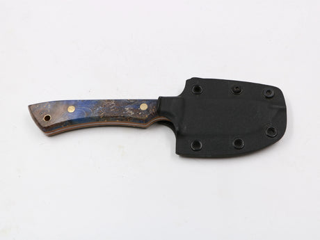 Farbzwerge Set – N690 75 mm, lila/blau, Full-Tang, Kydex-Halterung für Gürtel/quer, kompakt & leicht