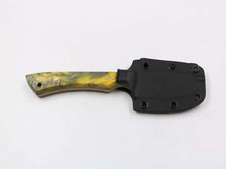 Farbzwerge – gelb/grün, N690 60 HRC, Kydex-Sheath, robustes Kompaktmesser für Alltag & Trekking, Setfoto