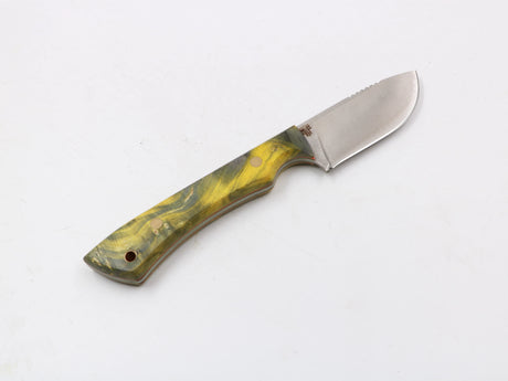 Farbzwerge – grün/gelb, Full-Tang & Fangriemenöse, N690-Klinge 75 mm, robuste EDC-Form, Ansicht rechts