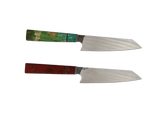Zwei Kiritsuke Messer im Vergleich mit unterschiedlichen Resin Griff Farben