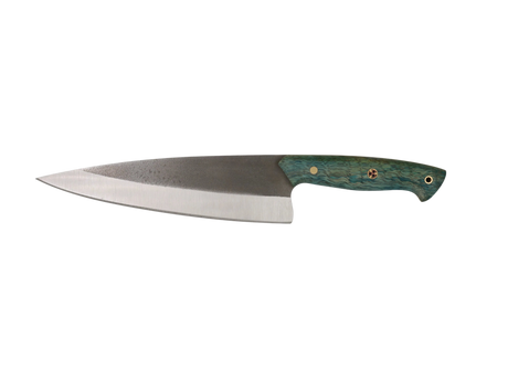 HAWK Knife Chefmesser N690 mit stabilisierten Holzgriffen in Blau Grün